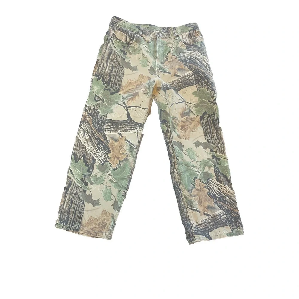 Cabelas Realtree Camo Pants Mens 32 Regular Straight Leg Cotton Canvas Hunting